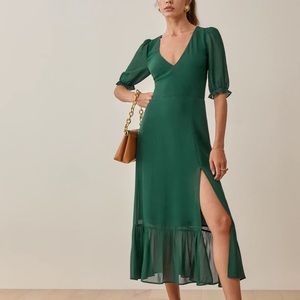 Reformation Nantes dress in Emerald, size 0